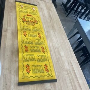 Vintage 1978 floral kitchen calendar orange and yellow